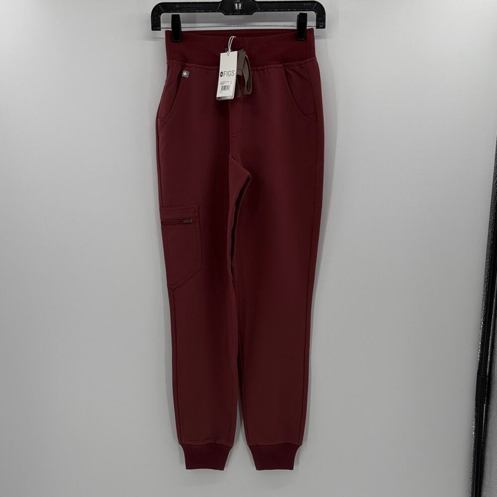 Figs Women's High Waisted Zamora Jogger Scrub Pants - Maroon - XXS - NWT
